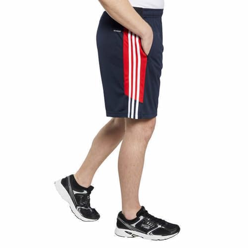 adidas Mens 3 Stripe Shorts with Zipper Pockets (Legend Ink/Legend Ink/White, Medium)