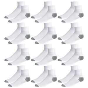 12 Pairs Mens Womens Sports Socks Ankle Low Cut Crew Quarter Comfort White 9-11