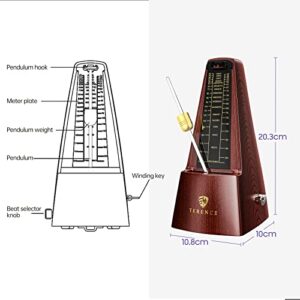 Mechanical Metronomes for Piano Guitar Violin Bass Drum and Other Musical Instruments Loud Sound and High Precision Track Beat and Tempo for Beginners (Wood Grain)