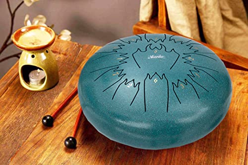 Nanrika Steel Tongue Drum, 12 Inch 13 Note, Percussion Instrument, Hand Pan Drum, With Bag, Music Book, Drumstick and Finger Cover (Malachite)