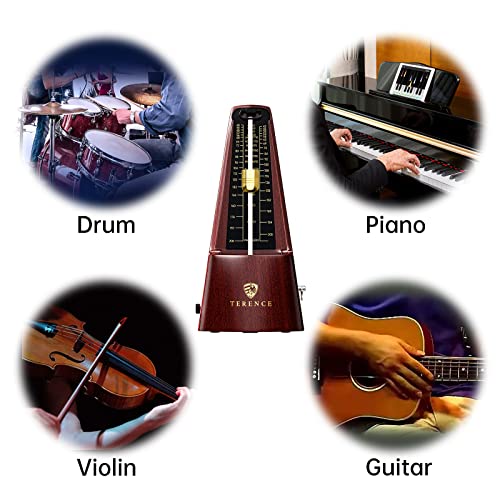 Mechanical Metronomes for Piano Guitar Violin Bass Drum and Other Musical Instruments Loud Sound and High Precision Track Beat and Tempo for Beginners (Wood Grain)