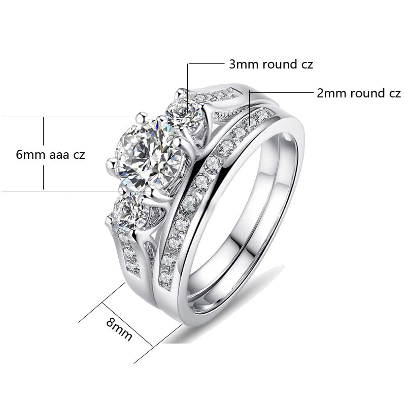 Couple Rings Matching Rings 1CT CZ Wedding Ring Sets for Him and Her Wedding Bands