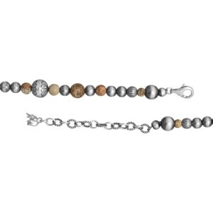 American West Sterling Silver Women's Necklace Picture Jasper Gemstone Multi Beaded Design 17 to 19 Inch