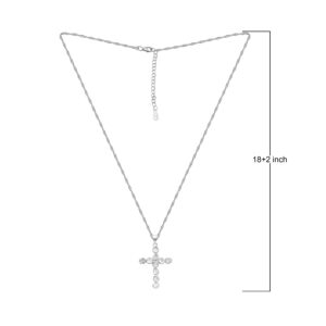 MOONEYE Natural Diamond Polki Religious Christian Cross Pendant Necklace 925 Sterling Silver Platinum Plated Slice Diamond Jewelry