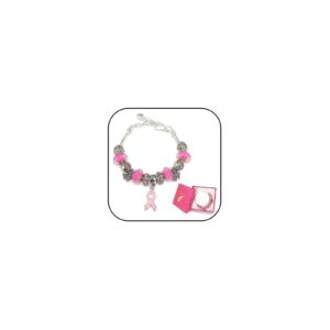 Yuvinw Pink Ribbon Breast Cancer Awareness Bracelet With Gift Box For Women