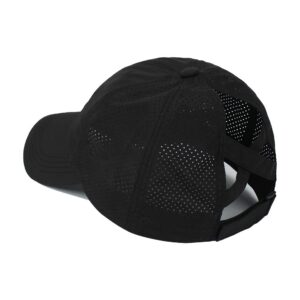 Vikodah Ponytail Baseball Cap for Women Girls,Outdoor Quick Dry Mesh Baseball Hat Adjustable Black