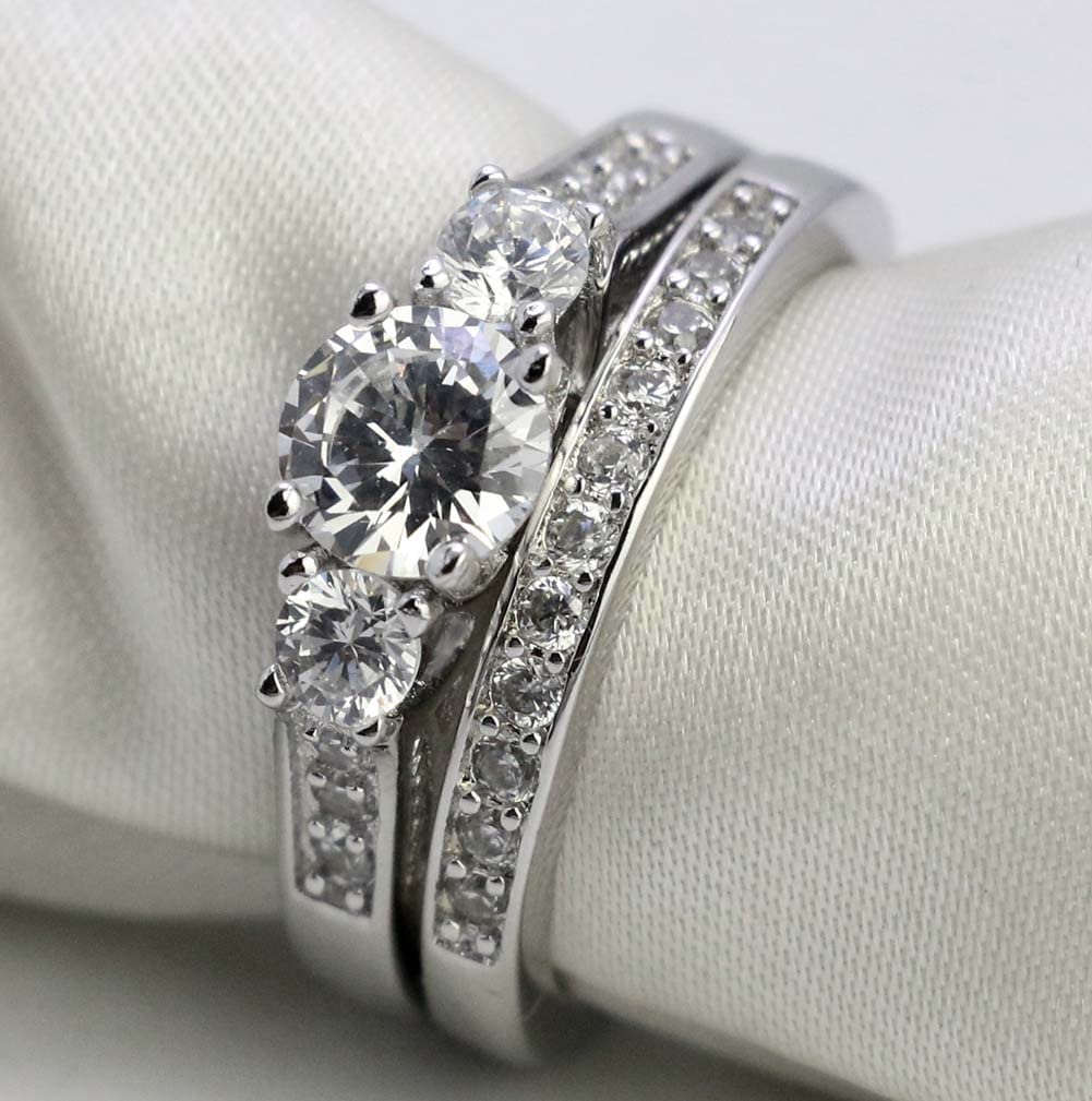 Couple Rings Matching Rings 1CT CZ Wedding Ring Sets for Him and Her Wedding Bands