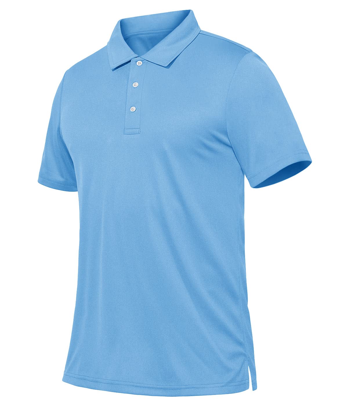 CRYSULLY Mens Cargo Shirts Polo Shirt Tactical Relaxed Fit Golf Polo Shirt Sky Blue