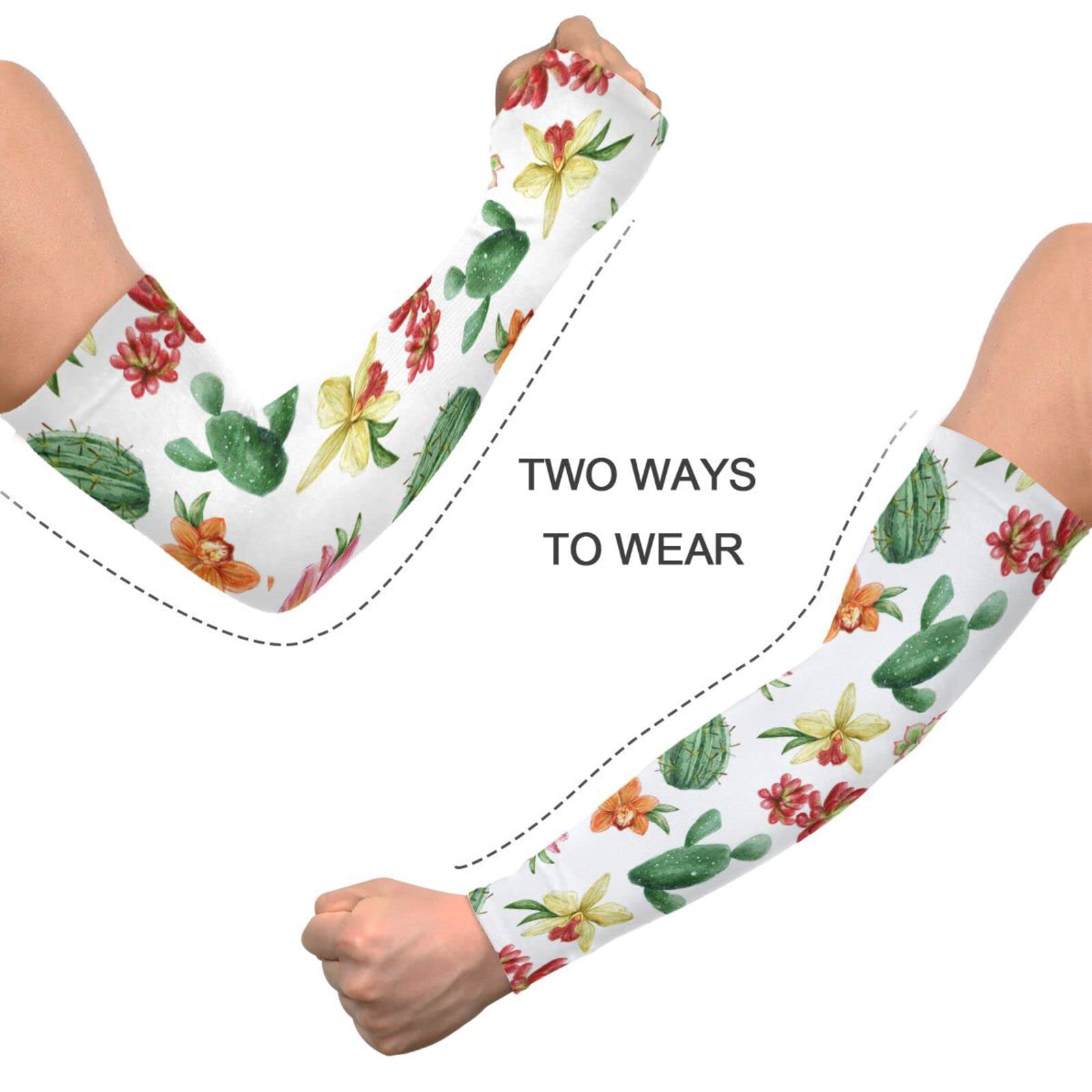 Cactus Flowers Arm Sleeves to Cover arms for women men Anti-Slip UV SUN Protection Clothing for Adult Men Women Bike Hiking Golf Cycle