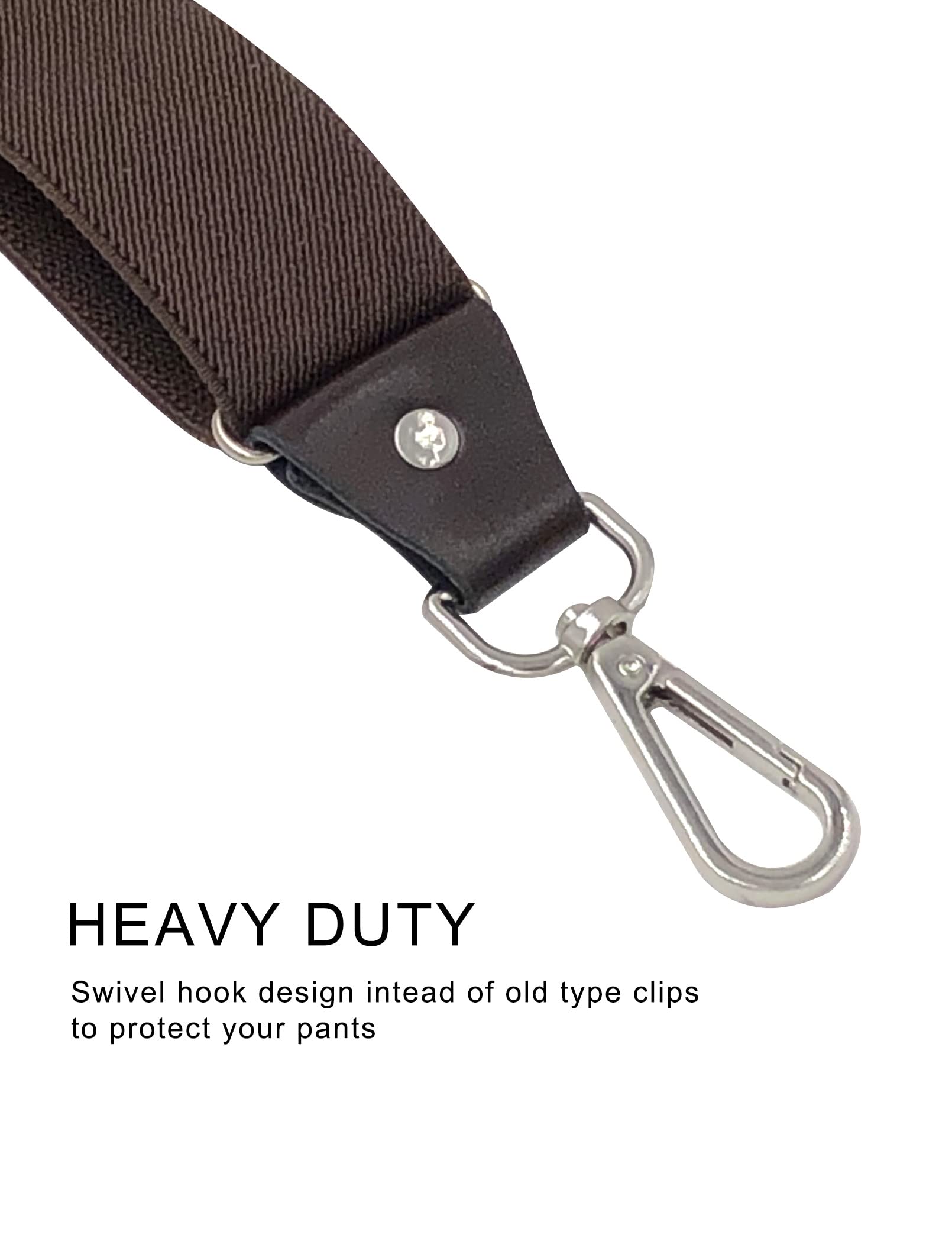 Men's Suspenders with Swivel Hooks and Elastic Straps Y-back, for Heavy Duty, Big and Tall (Coffee)