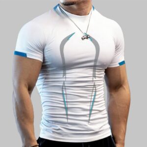 Compression Shirts for Men,Men's Cool Dry Short Sleeve Compression Shirts, Sports Workout Baselayer T-Shirts Tops(White,X-Large)