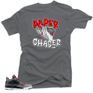 Jordan 4 Infrared Volt Match Tees - Paper Chaser $ Grey | 3X-Large