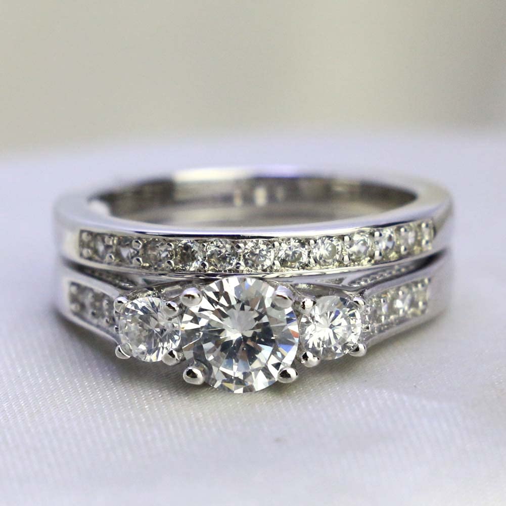 Couple Rings Matching Rings 1CT CZ Wedding Ring Sets for Him and Her Wedding Bands