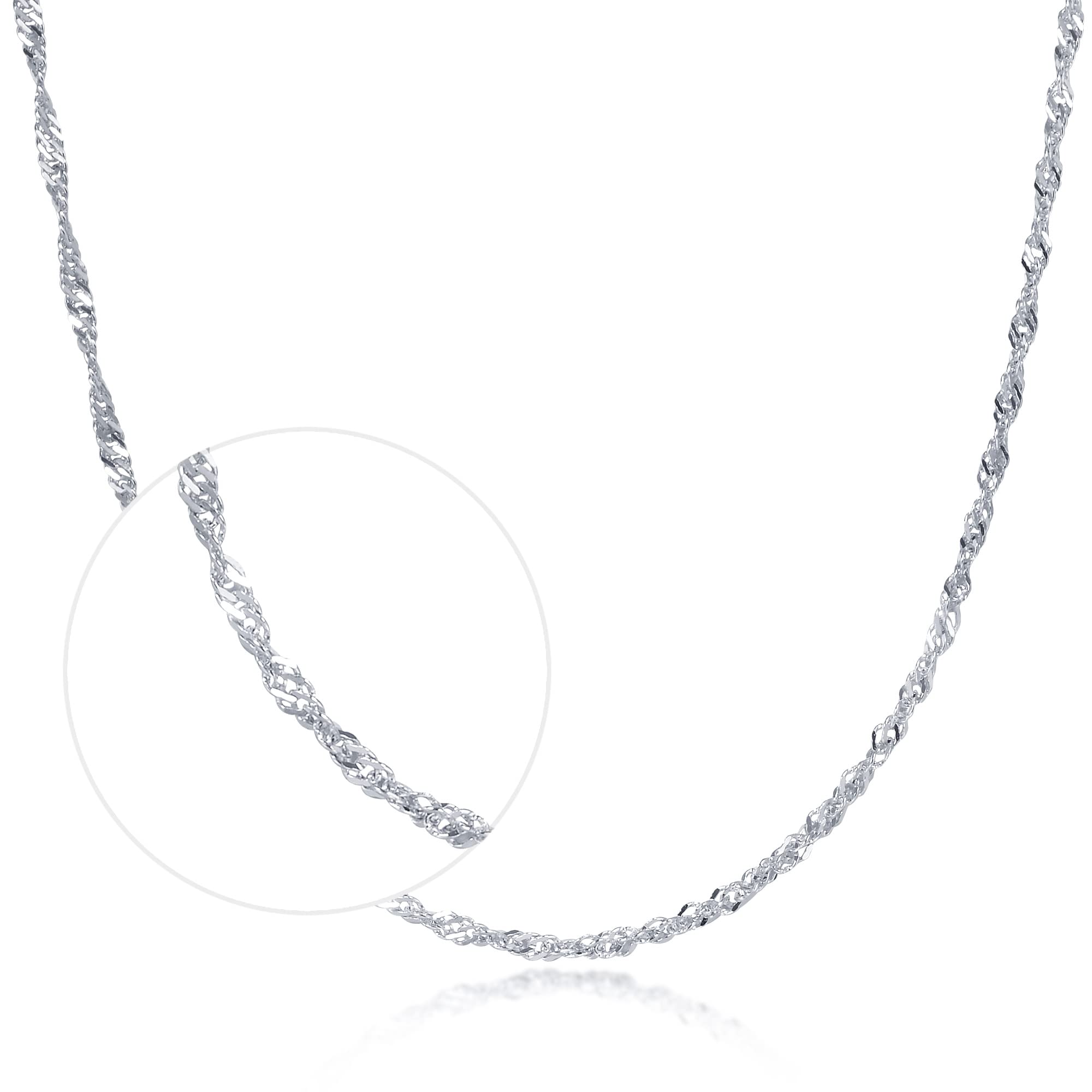 CHOW SANG SANG 18K Solid Gold Rope Chain Necklace for Women 03818N (17.7", (45 CM), White Gold)