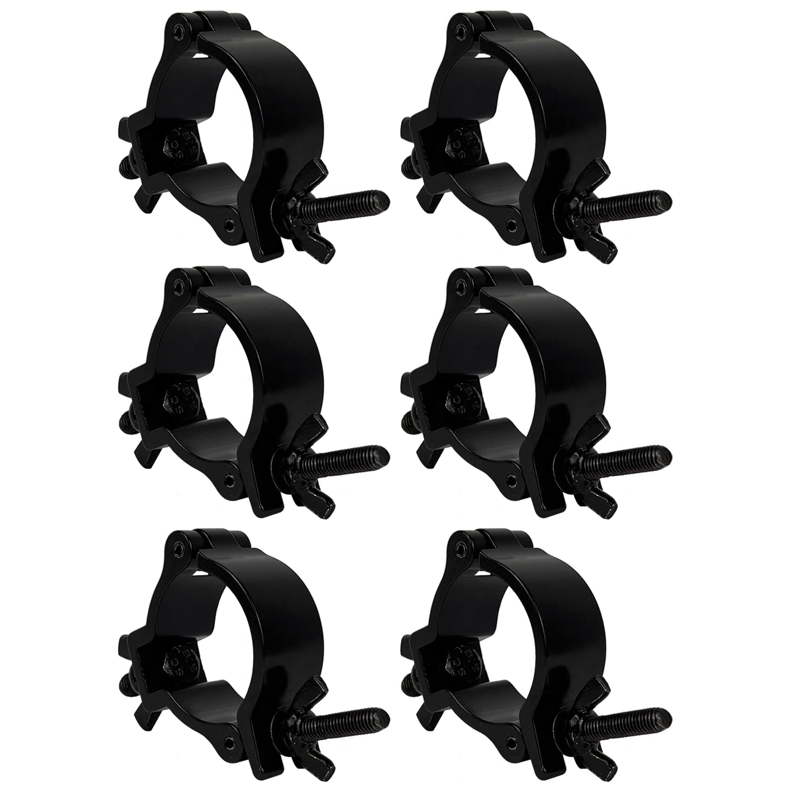 Gxeabg 6 Pack O-Clamp Stage Lights Truss Clamp, 2 Inch Aluminum Light Clamps, Fit for 48-51mm OD Tube/Pipe, LED PAR DJ Spots Lights Moving Head Beam Spot Clamps, Heavy Duty 220lbs