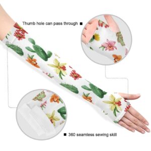 Cactus Flowers Arm Sleeves to Cover arms for women men Anti-Slip UV SUN Protection Clothing for Adult Men Women Bike Hiking Golf Cycle