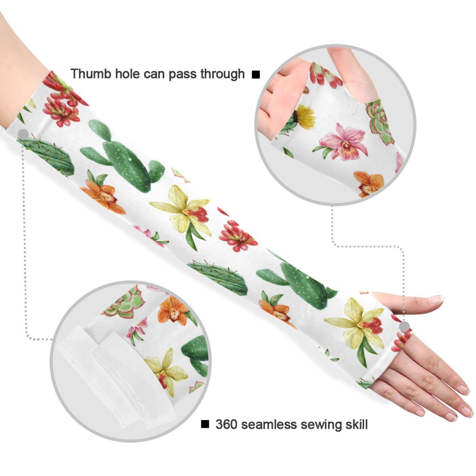 Cactus Flowers Arm Sleeves to Cover arms for women men Anti-Slip UV SUN Protection Clothing for Adult Men Women Bike Hiking Golf Cycle