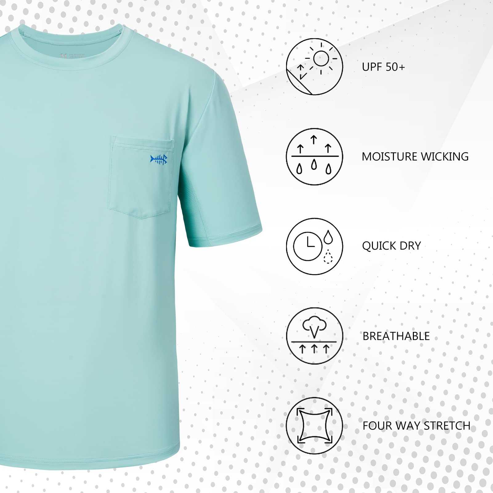 BASSDASH Men’s UPF 50+ Performance Short Sleeve Pocket T-Shirt UV Sun Protection Fishing Hiking Kayaking Sports Shirts