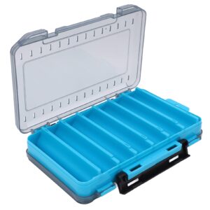 Folanda Double Sided Lure Box, Breathable Plastic Double Sided Fishing Tackle Box with Anti Lost with Handle, Waterproof Space Saving Tackle Storage Organizer for Outdoor Fishing(Blue)