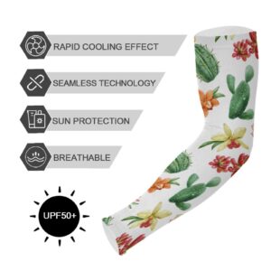 Cactus Flowers Arm Sleeves to Cover arms for women men Anti-Slip UV SUN Protection Clothing for Adult Men Women Bike Hiking Golf Cycle