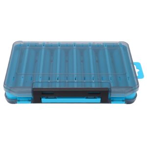 Folanda Double Sided Lure Box, Breathable Plastic Double Sided Fishing Tackle Box with Anti Lost with Handle, Waterproof Space Saving Tackle Storage Organizer for Outdoor Fishing(Blue)