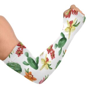 cactus flowers arm sleeves to cover arms for women men anti-slip uv sun protection clothing for adult men women bike hiking golf cycle