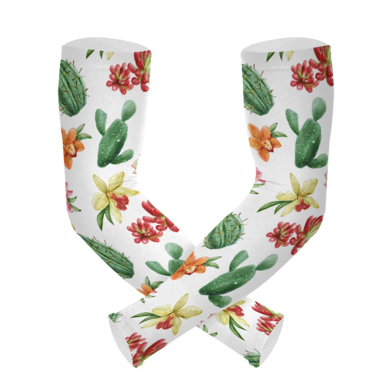 Cactus Flowers Arm Sleeves to Cover arms for women men Anti-Slip UV SUN Protection Clothing for Adult Men Women Bike Hiking Golf Cycle