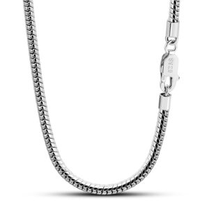 Dankadi Italy 925 Sterling Silver Snake Chain Necklace Men & Women 3MM-4MM Rolo Link Round Chain Chokers 16 "18 "20" 22 "24" 26 "28" 30" Unisex Fine Jewelry Gift (4MM, 24 inches)