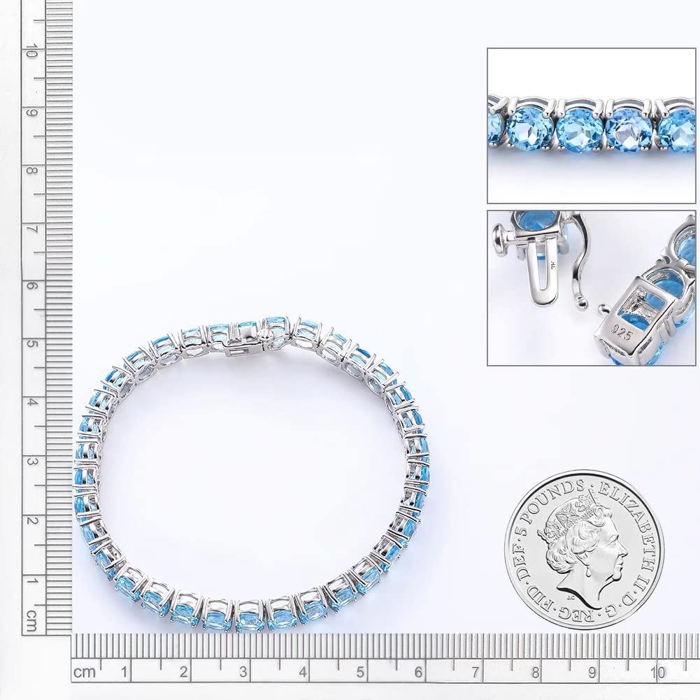 supermodel 5.0 mm Tennis Bracelets 925 Sterling Silver Classic Luxury Gemstone Wrist Chain Swiss Blue Bracelet for Women, 7.25 Inch