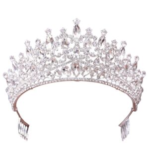 tiara and crown with comb for women and silver headband rhinestones bridal wedding prom birthday cosplay