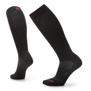 smartwool women's ski zero cushion merino wool over the calf socks, black, medium