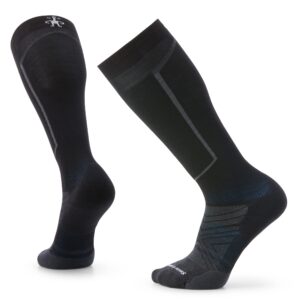 smartwool ski targeted cushion merino wool over the calf socks for men and women, black, x-large