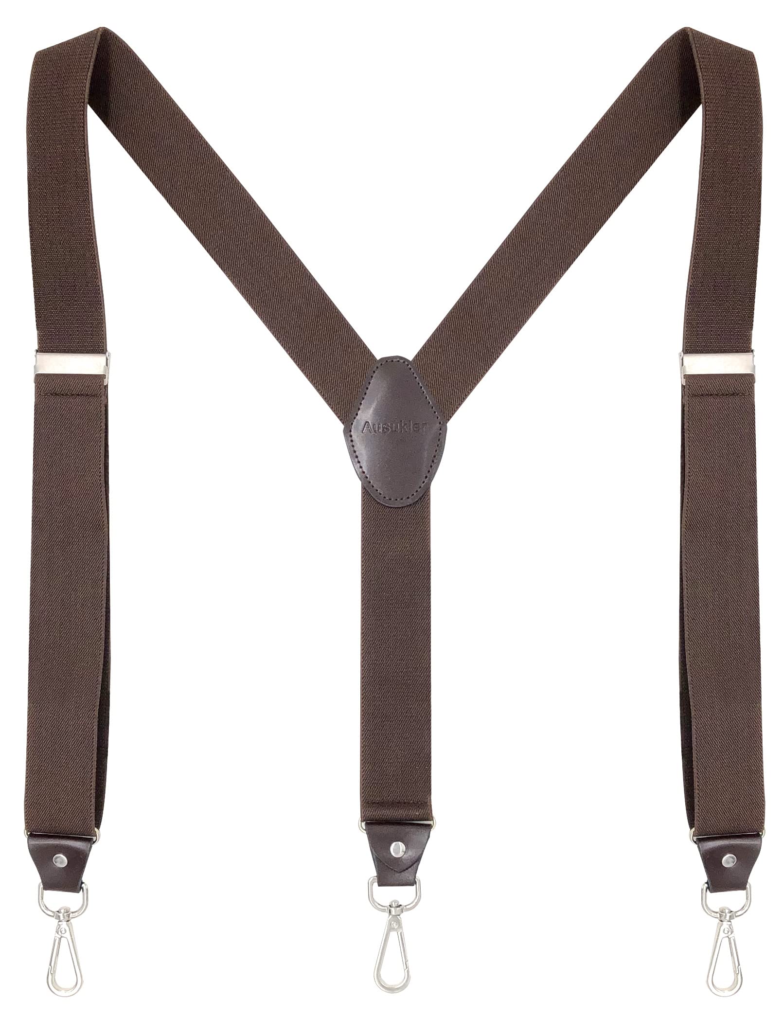 Men's Suspenders with Swivel Hooks and Elastic Straps Y-back, for Heavy Duty, Big and Tall (Coffee)