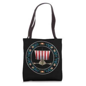 scandinavian viking rosemaling norway gift tote bag