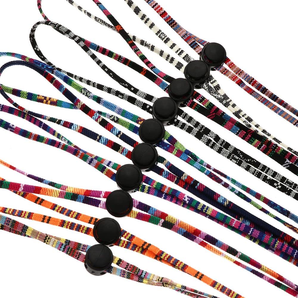 Tvoip 10Pcs Portable Ethnic Pattern Neck Buckle Lanyard Hanging String Neck Strap Hat Chin Cord Glasses Masks with Adjustable Cord Fastener，Unisex Removable Sun Hat Chin Strap