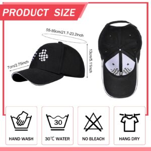 3 Pieces Baseball Cap for Men Women Checkered Flags Race Car Flag Adjustable Washable Trucker Hat Embroidery Unisex Dad Hat Sports Cap, White, Red, Black