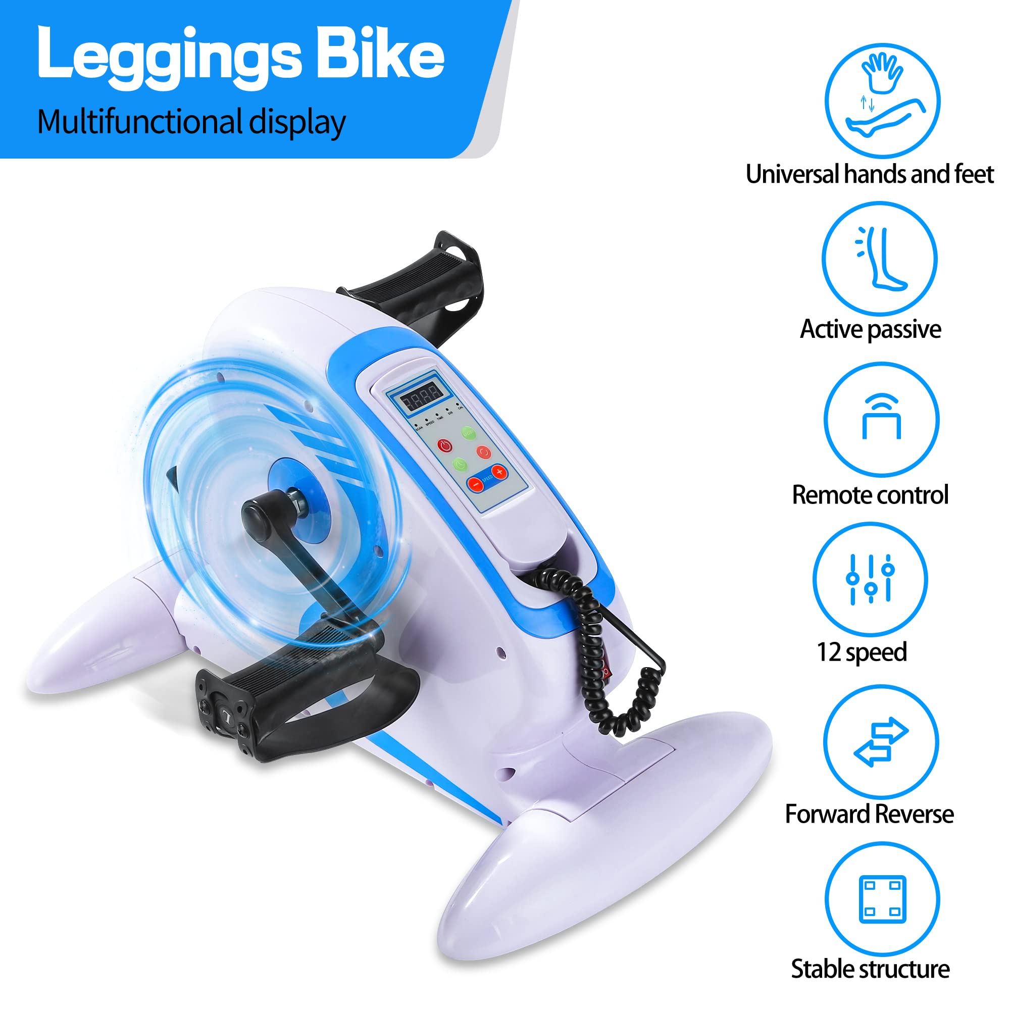 DQGM Electric Pedal Exercise Bike for Leg and arm Exercise Rehabilitation Training, Electric Pedal Exercise Bike with Leg Guards Leg Guards can be Removed for Office or Home Fitness Exercise