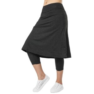 women knee length skirts with leggings,skirted leggings skorts capris for women long skorts skirts zipper pockets(black charcoal m)