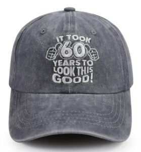 60th birthday decorations for men women, vintage 1964 60 years old birthday gifts baseball cap, funny adjustable cotton embroidered retired hat for dad mom grandpa grandma retirees