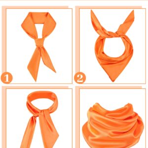 2pcs Orange Large Square Scarf Halloween Costume Head Scarf Neck Scarf Skinny Scarf Headscarf for Men Women, 35 x 35 Inch