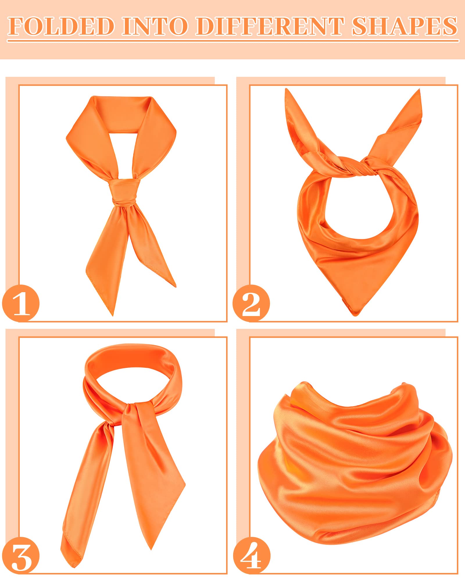 2pcs Orange Large Square Scarf Halloween Costume Head Scarf Neck Scarf Skinny Scarf Headscarf for Men Women, 35 x 35 Inch