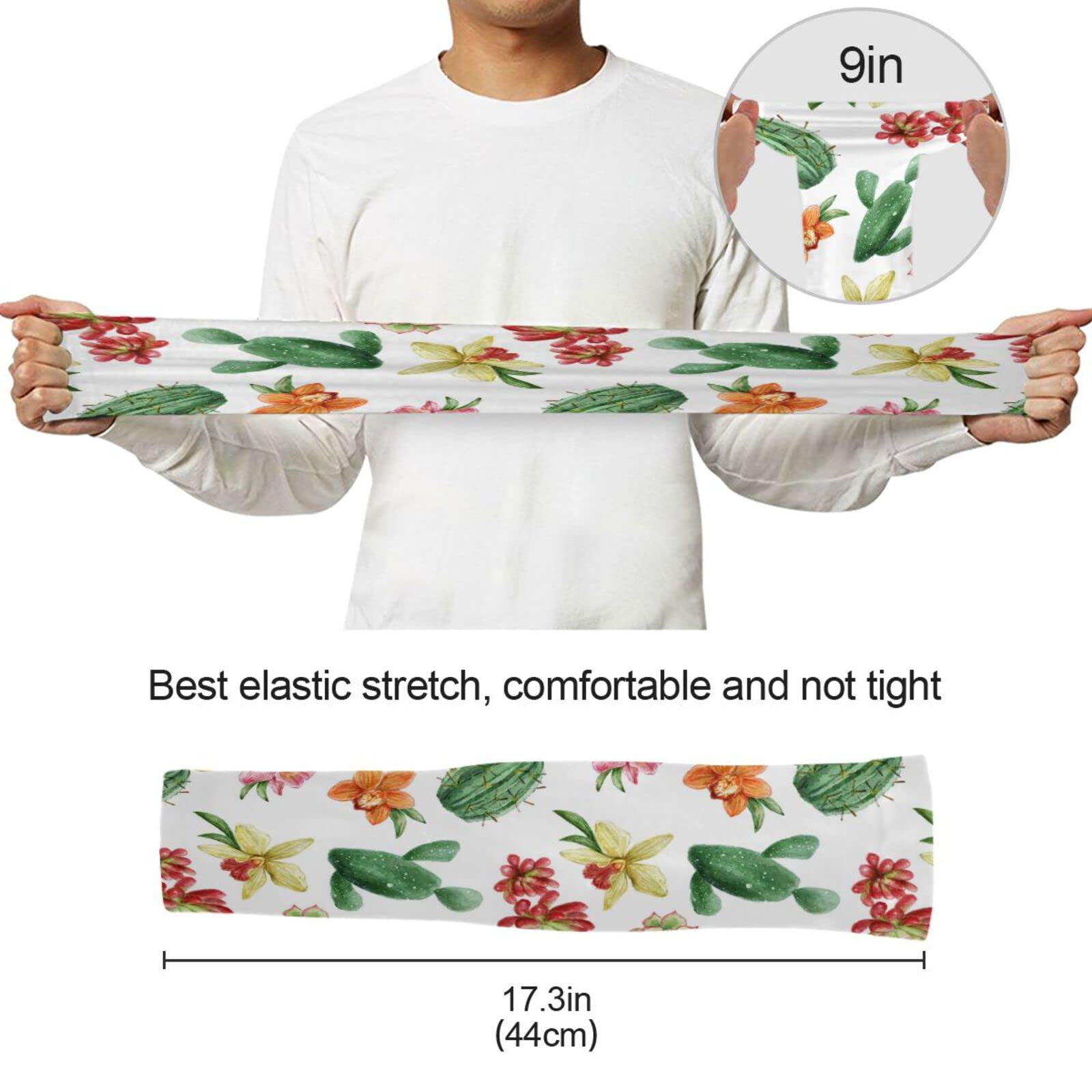 Cactus Flowers Arm Sleeves to Cover arms for women men Anti-Slip UV SUN Protection Clothing for Adult Men Women Bike Hiking Golf Cycle