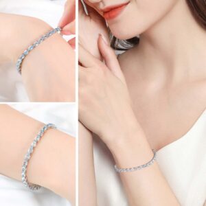 supermodel 5.0 mm Tennis Bracelets 925 Sterling Silver Classic Luxury Gemstone Wrist Chain Swiss Blue Bracelet for Women, 7.25 Inch