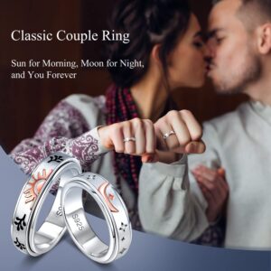 LEXLUNE Fidget Ring Spinner Ring for Anxiety Women Men Girlfriend Daughter Teen Girl Real S925 Sterling Silver Band Ring Moon Ring Couple Ring You Are My Sunshine