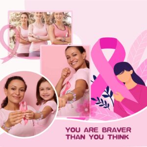 Yuvinw Pink Ribbon Breast Cancer Awareness Bracelet With Gift Box For Women