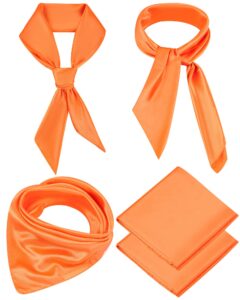 2pcs orange large square scarf halloween costume head scarf neck scarf skinny scarf headscarf for men women, 35 x 35 inch