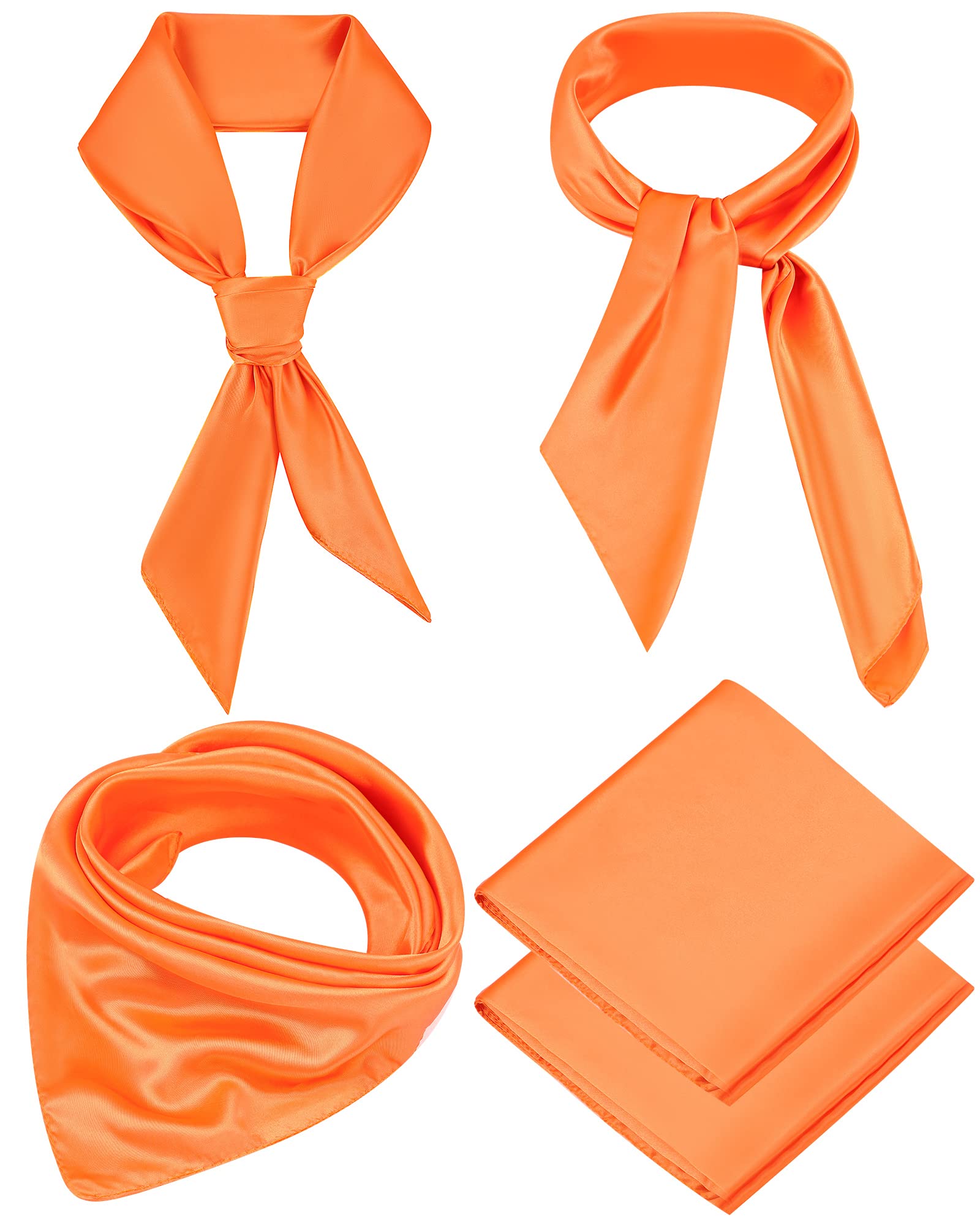 2pcs Orange Large Square Scarf Halloween Costume Head Scarf Neck Scarf Skinny Scarf Headscarf for Men Women, 35 x 35 Inch