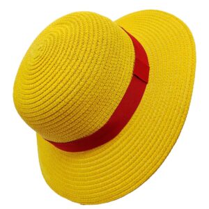 Straw Hat Halloween Madelin Hat Cos Performance Props Costume Party Yellow Strawhats with String Beach Hats Pirate Anime Fans Cap Men Women Youth Decorations