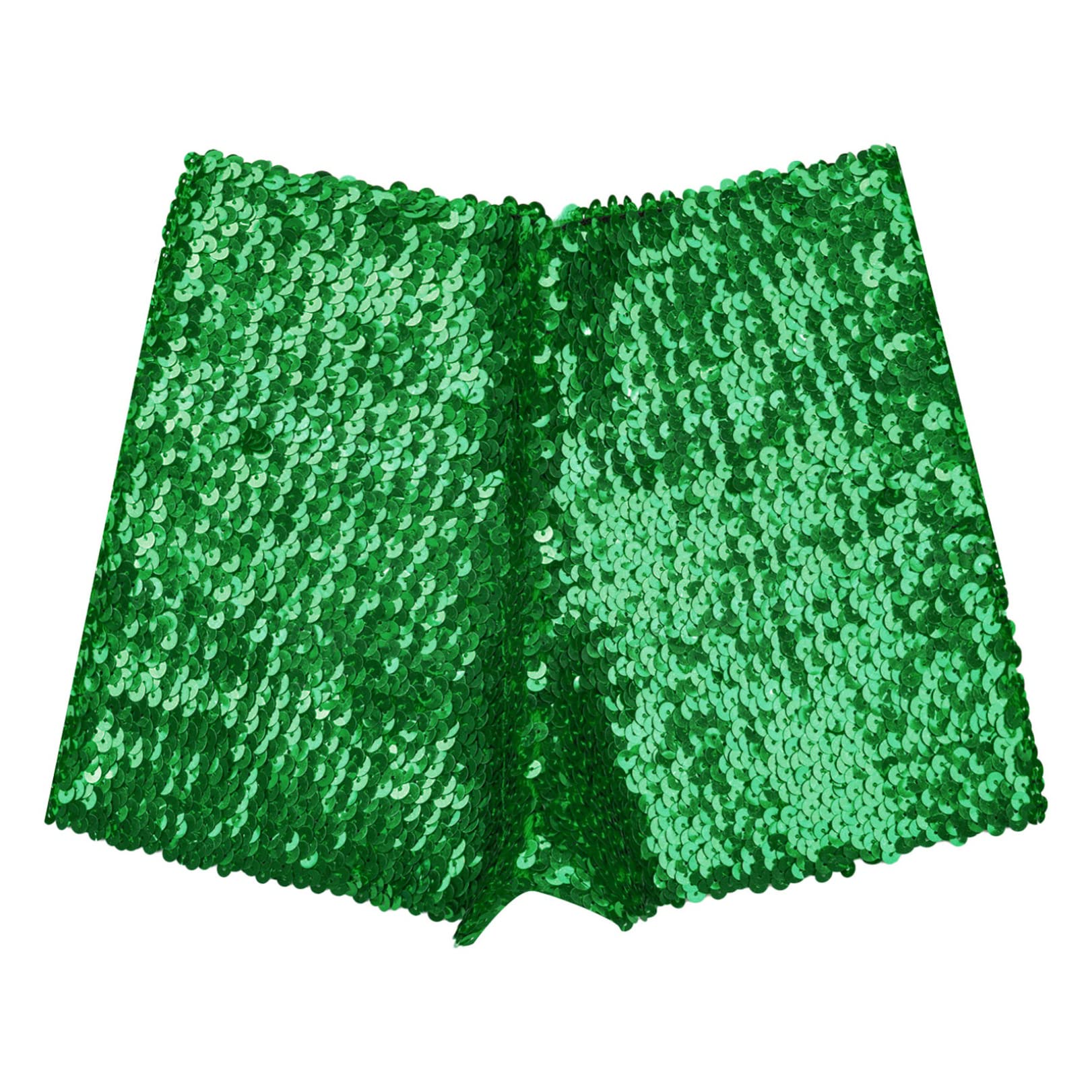 FEESHOW Girls Kids Gymnastic Shorts Glitter Ballet Dance Shorts Boys Metallic Spandex Tumbling Yoga Sports Shorts Green 3-4 Years