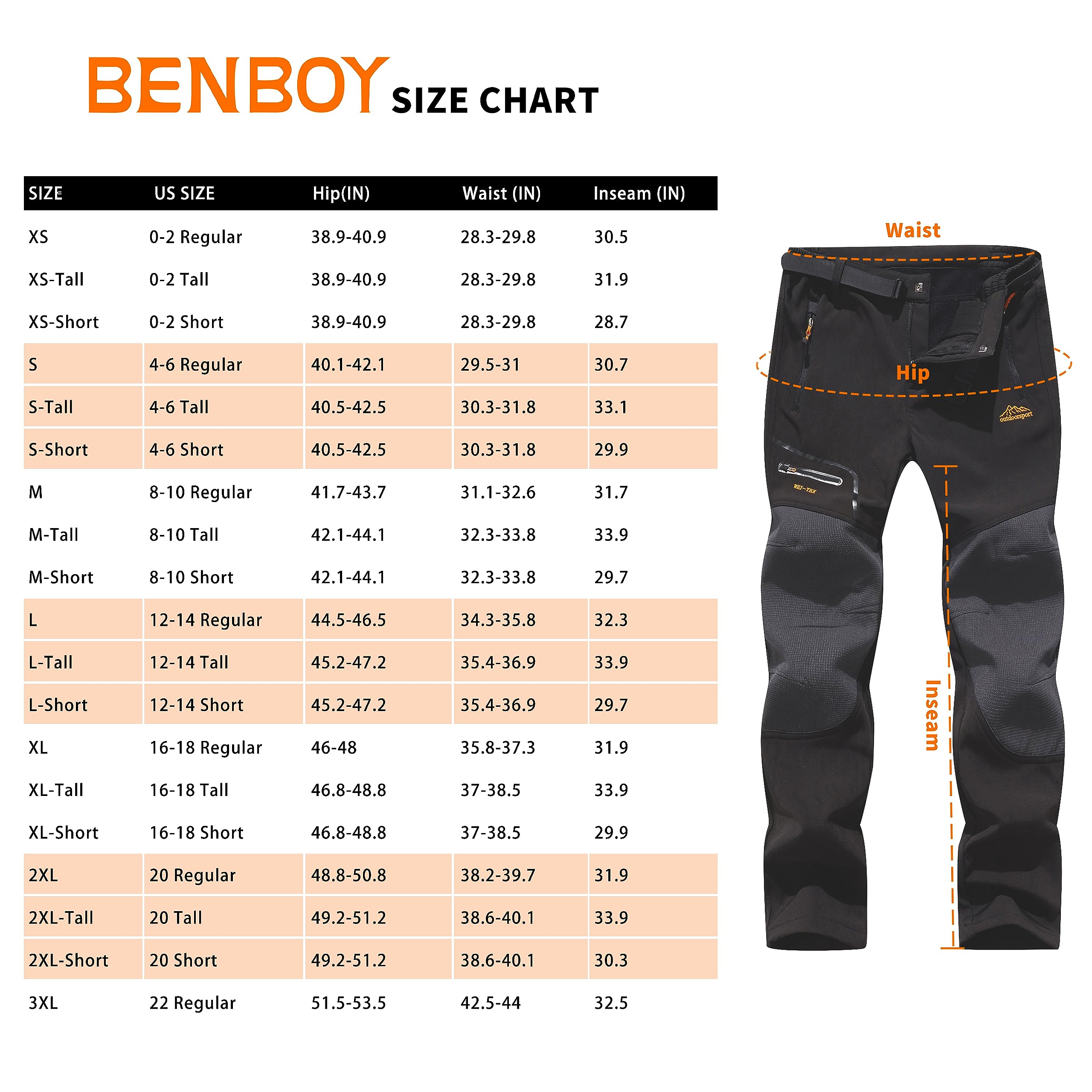 BenBoy Men's Snow Ski Outdoor Waterproof Windproof Fleece Cargo Hiking Pants,AN-SF1602M-Army Green-2XL